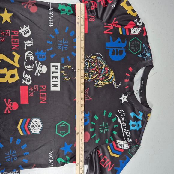 Philipp Plein Black Multi Color Tiger Skull Graphic Short Sleeve Shirt NEW XXL - Picture 2 of 5